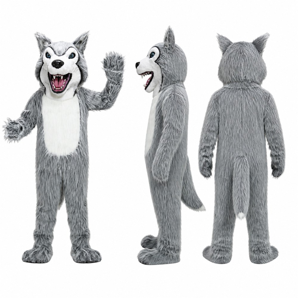 Wolf Mascot Costume in Gray with White Belly Adult Wolf Mascot Costume in Gray with White Belly Adult