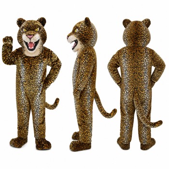 Leopard Mascot Costume in Golden Brown with Black Spots Adult