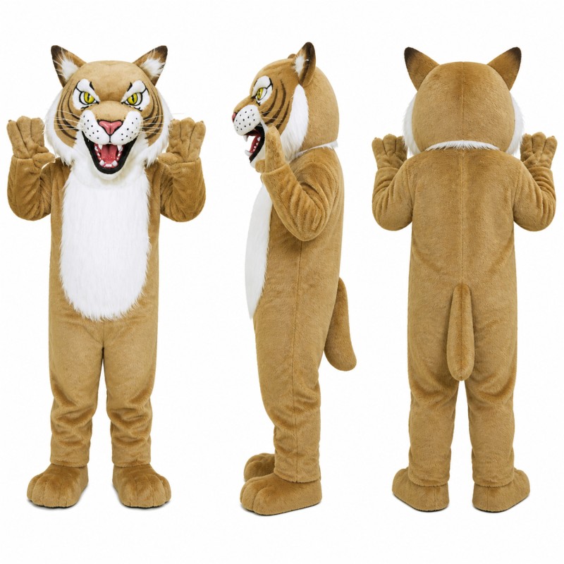 Cougar Mascot Costume in Tan with White Belly Adult