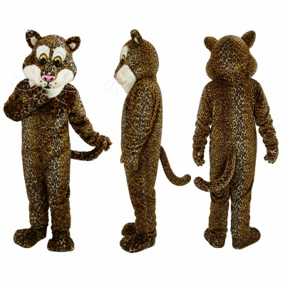 Leopard Mascot Costume in Golden Brown with Black Spots Adult