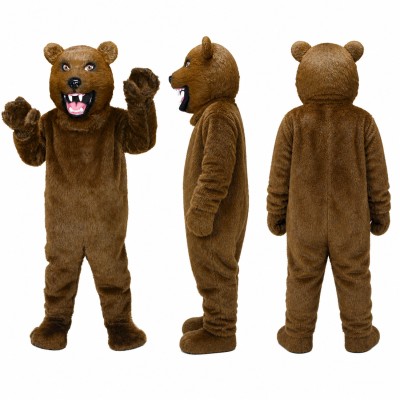 Brown Bear Mascot Costume with Open Mouth Adult