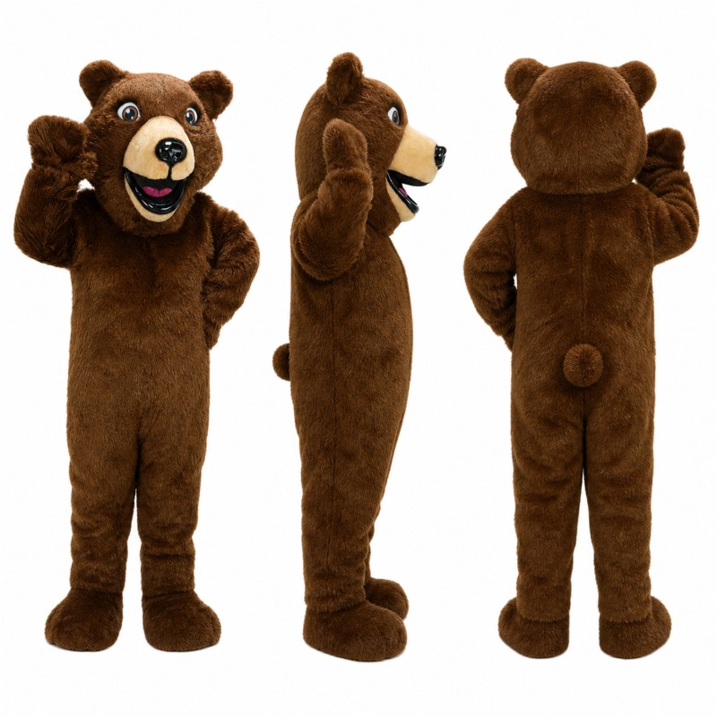 Brown Bear Mascot Costume with Tan Muzzle Adult