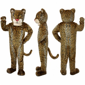 Leopard Mascot Costume in Golden Brown with Black Spots Adult