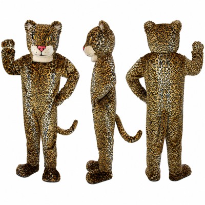 Leopard Mascot Costume in Golden Brown with Black Spots Adult