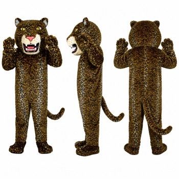 Leopard Mascot Costume in Dark Brown with Black Spots Adult