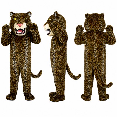 Leopard Mascot Costume in Dark Brown with Black Spots Adult