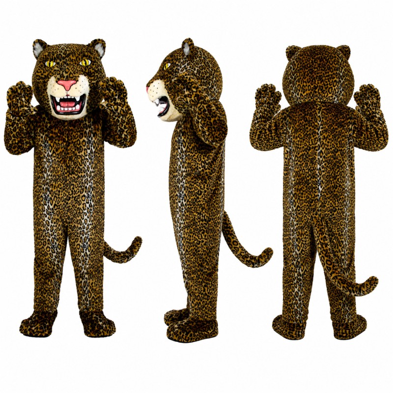 Leopard Mascot Costume in Dark Brown with Black Spots Adult