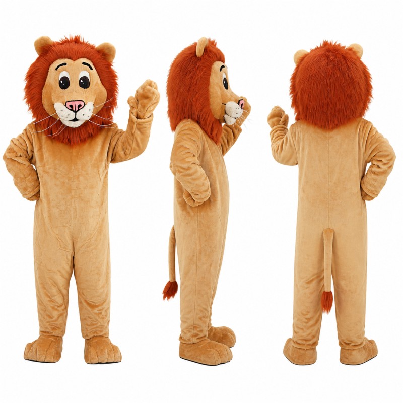 Lion Mascot Costume in Tan with Orange Mane Adult