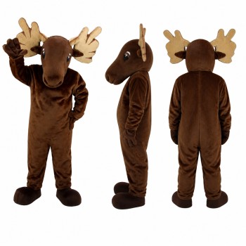 Moose Mascot Costume in Dark Brown with Tan Antlers Adult