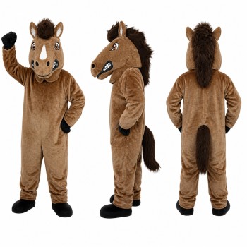 Horse Mascot Costume in Brown with Black Mane Adult