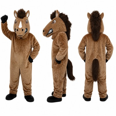 Horse Mascot Costume in Brown with Black Mane Adult