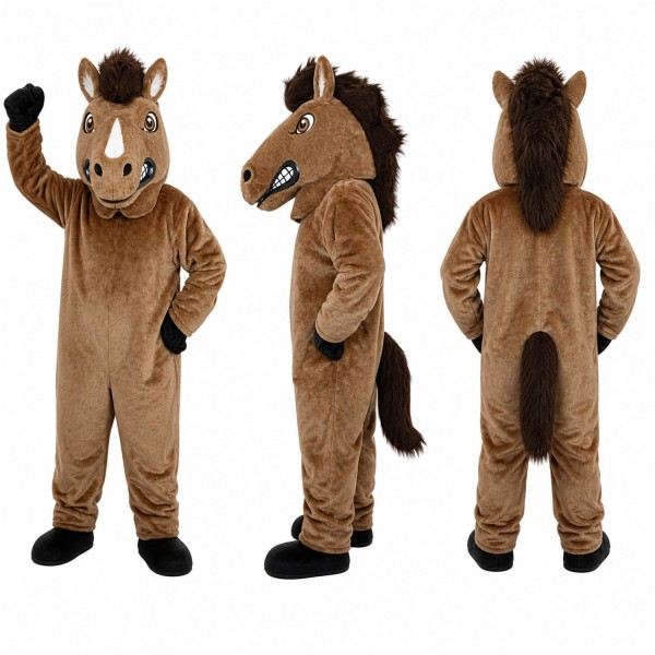 Horse Mascot Costume in Brown with Black Mane Adult