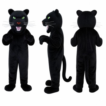 Panther Mascot Costume in Black with Green Eyes Adult
