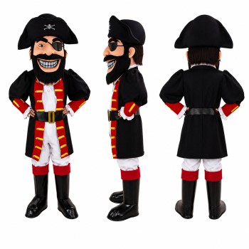 Pirate Mascot Costume in Red and Black with Tricorn Hat Adult