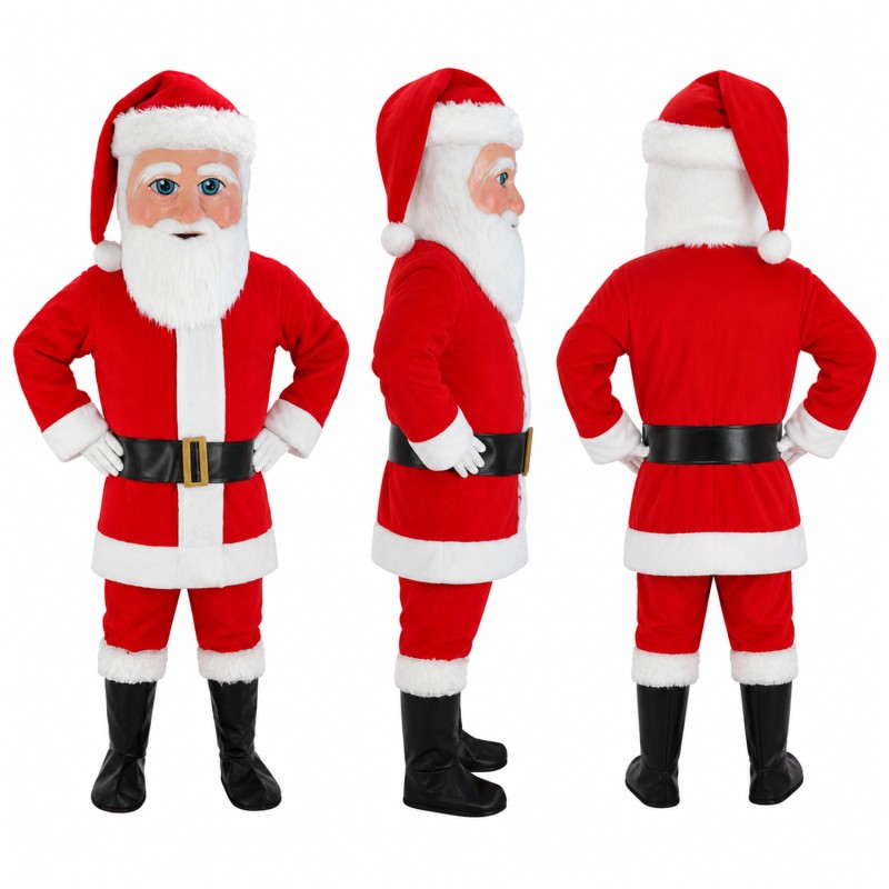Santa Claus Mascot Costume in Red with White Trim Adult