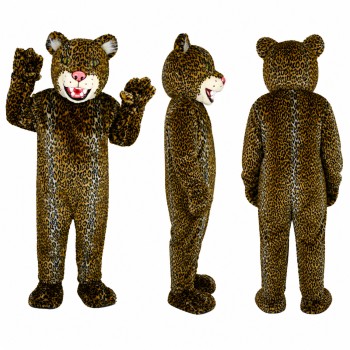 Leopard Mascot Costume in Golden Brown with Black Spots Adult