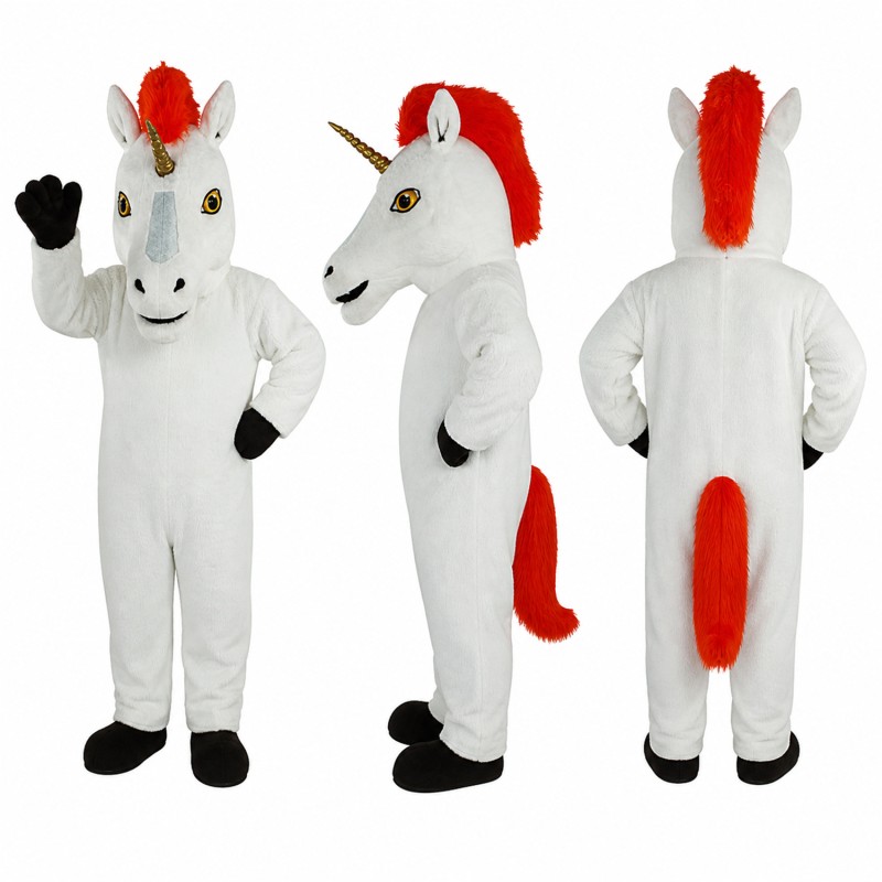 Rooster Mascot Costume in White with Red Comb Adult