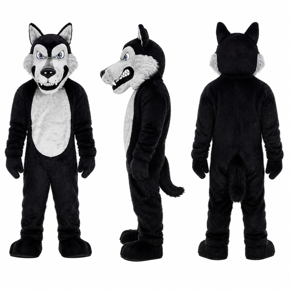 Wolf Mascot Costume in Black and Gray with White Belly Adult Wolf Mascot Costume in Black and Gray with White Belly Adult