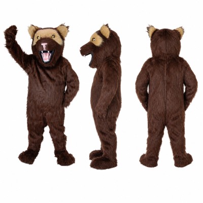 Brown Mountain Cougar Mascot Costume with Open Mouth Adult