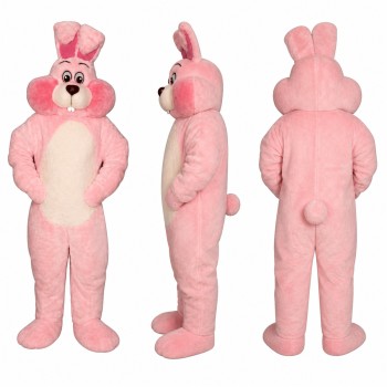 Rabbit Mascot Costume in Pink with Cream Belly Adult