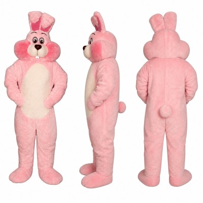 Rabbit Mascot Costume in Pink with Cream Belly Adult