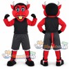 Red Devil Mascot Costume with Black Sports Uniform