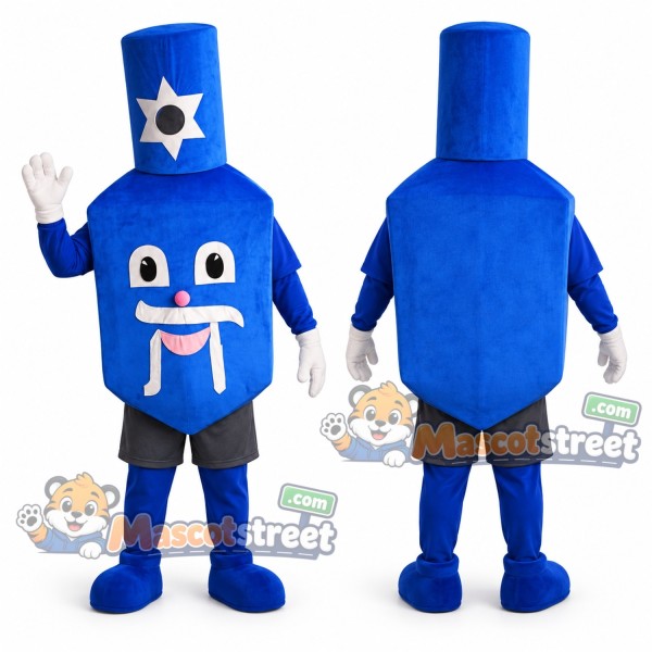 Blue Dreidel Mascot Costume with Star of David