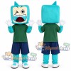 Turquoise TV Mascot Costume with Green Shirt