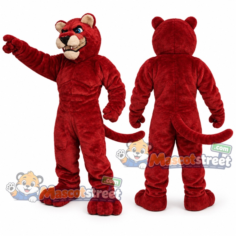 Red Cougar Mascot Costume Red Cougar Mascot Costume