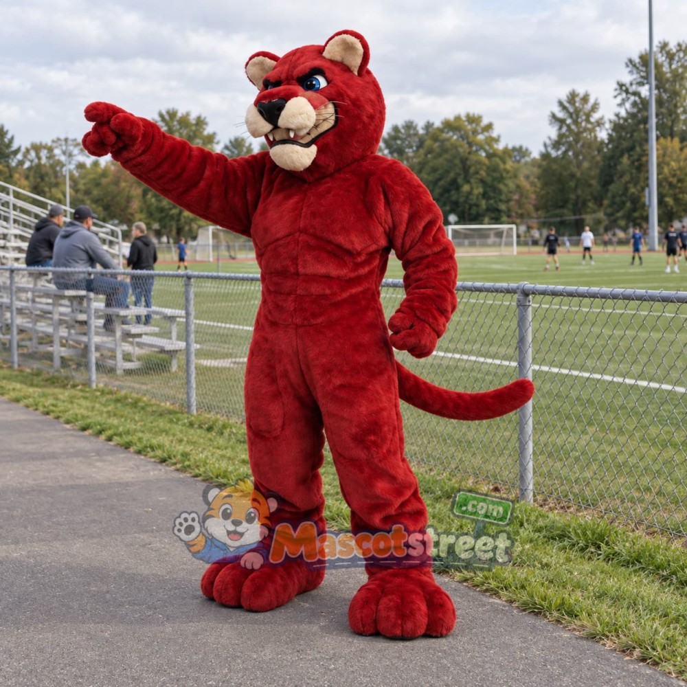Red Cougar Mascot Costume Red Cougar Mascot Costume