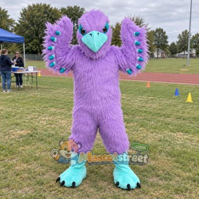 Purple and Aqua Eagle Mascot Costume
