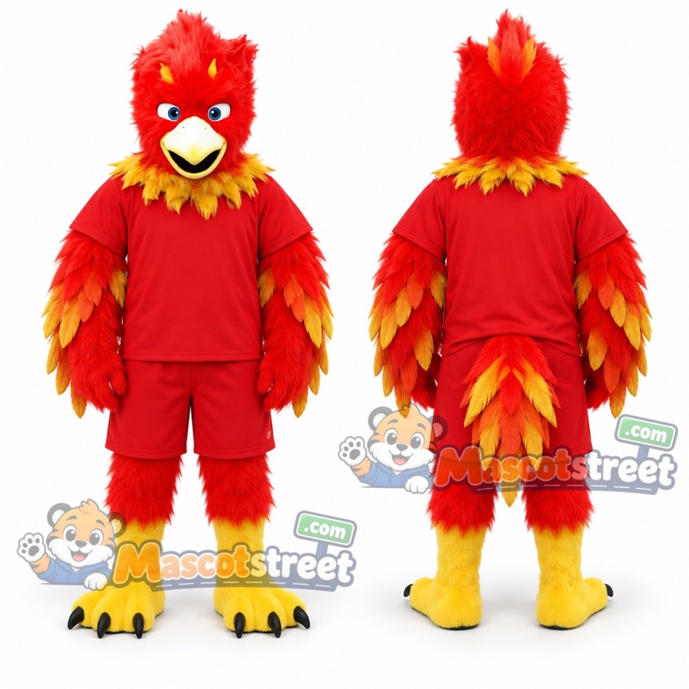 Red and Yellow Phoenix Mascot Costume Red and Yellow Phoenix Mascot Costume