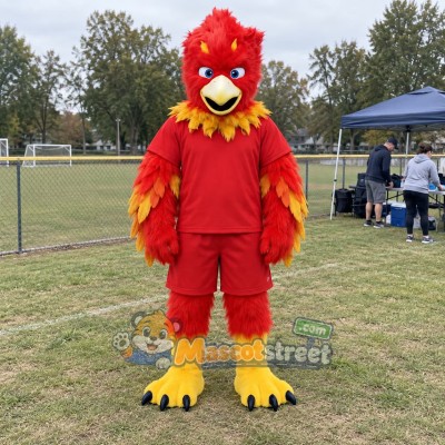Red and Yellow Phoenix Mascot Costume Red and Yellow Phoenix Mascot Costume