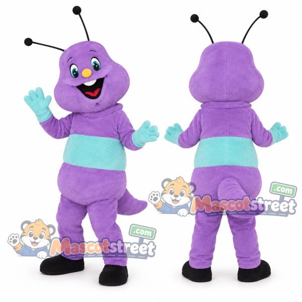 Purple Ant Mascot Costume with Aqua Waistband