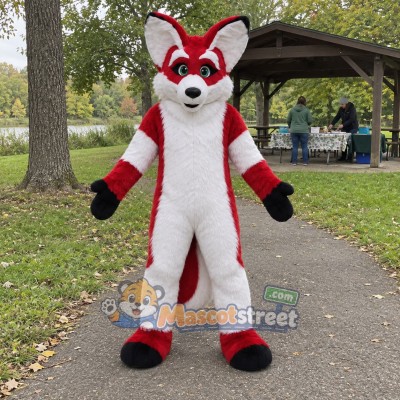 Red and White Fox Mascot Costume