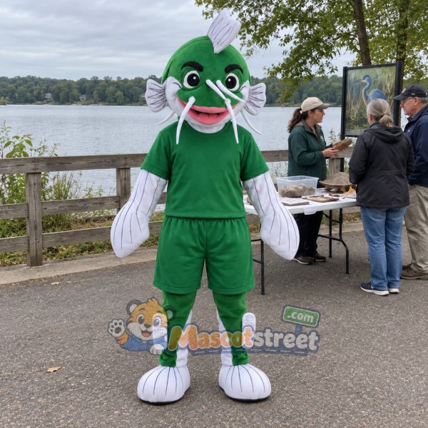 Green Fish Mascot Costume Green Fish Mascot Costume