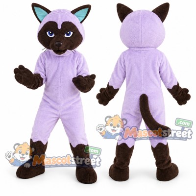 Purple Siamese Cat Mascot Costume Purple Siamese Cat Mascot Costume