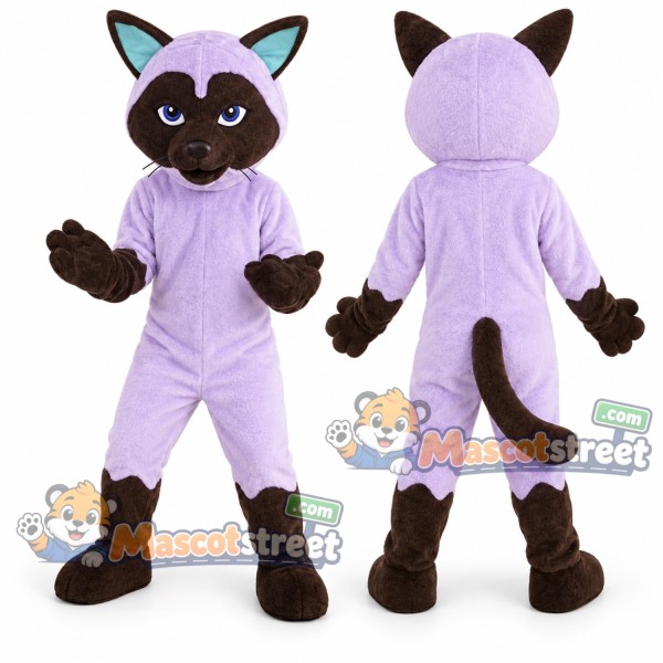 Purple Siamese Cat Mascot Costume