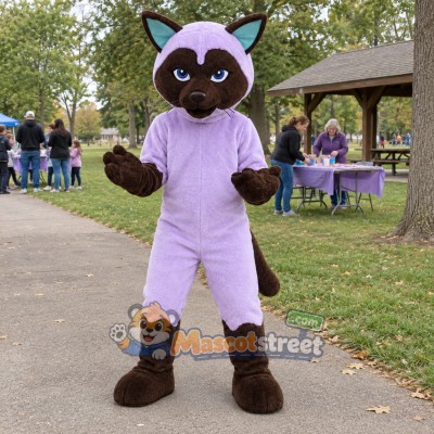 Purple Siamese Cat Mascot Costume Purple Siamese Cat Mascot Costume