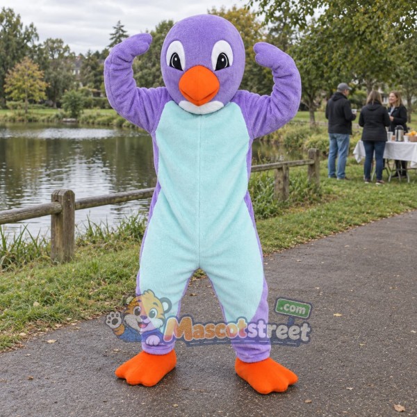 Purple Penguin Mascot Costume