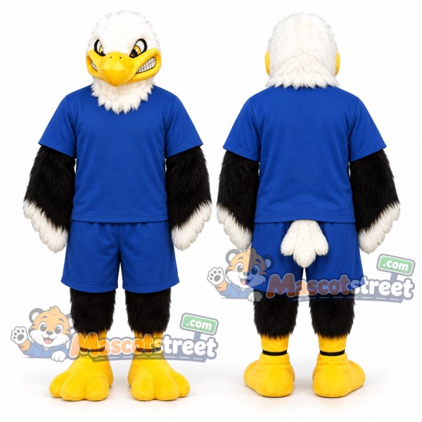 Bald Eagle Mascot Costume with Blue Shirt