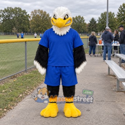 Bald Eagle Mascot Costume with Blue Shirt Bald Eagle Mascot Costume with Blue Shirt