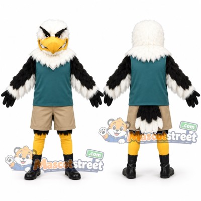 Bald Eagle Mascot Costume with Teal Vest