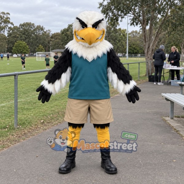 Bald Eagle Mascot Costume with Teal Vest