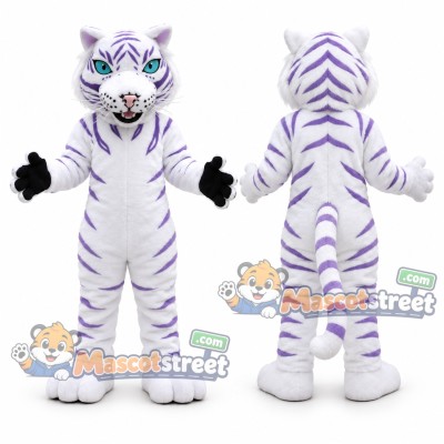 White and Purple Tiger Mascot Costume White and Purple Tiger Mascot Costume