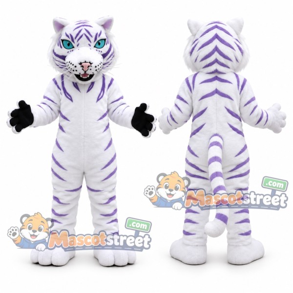 White and Purple Tiger Mascot Costume