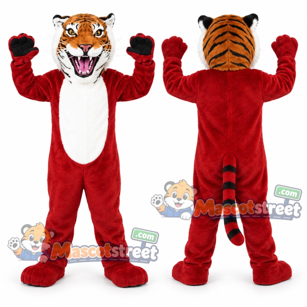Red Tiger Mascot Costume Red Tiger Mascot Costume