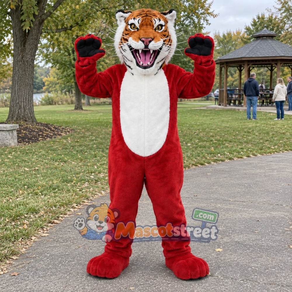 Red Tiger Mascot Costume Red Tiger Mascot Costume