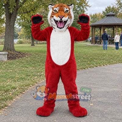 Red Tiger Mascot Costume Red Tiger Mascot Costume