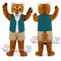 Bengal Tiger Mascot Costume with Teal Vest